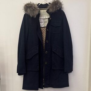 Marc By Marc Jacobs Navy Jacket with Fur Trim